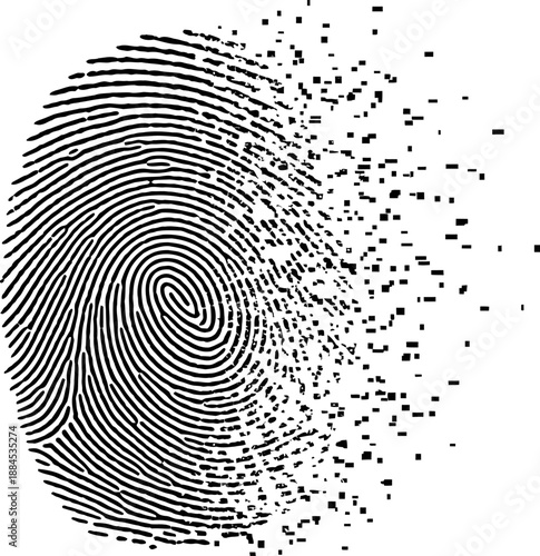 Disintegrating Fingerprint Icon Symbolizing Identity Loss Data Breach or Digital Erasure
