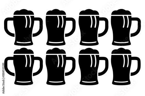 set of Beer Stein Silhouette Vector Illustration for Celebration and Festive Design