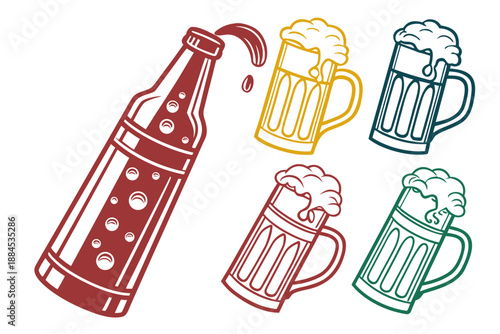 Classic Beer Mug Silhouette Vector Icon for Party and Oktoberfest Design