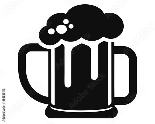 Foamy Beer Mug Silhouette Vector Graphic Isolated on White