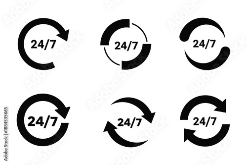24 7 icon Vector Logo illustration design