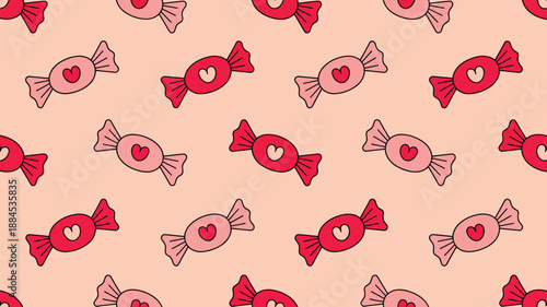 Pattern of heart-shaped candies Vector
