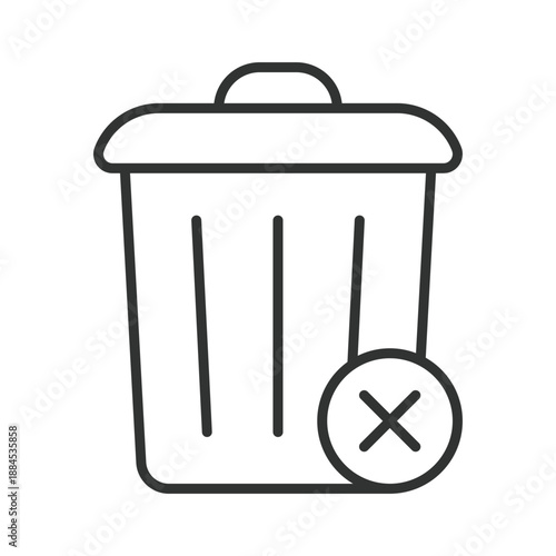 Trash bin rejected icon in line design. waste bin, error, forbidden, garbage on white background vector. Waste editable stroke icon
