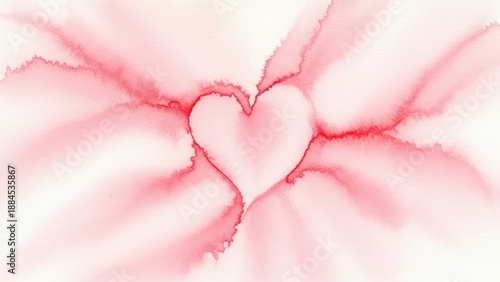Illustration of watercolor pink heart shape on white background with soft blended edges and subtle texture
