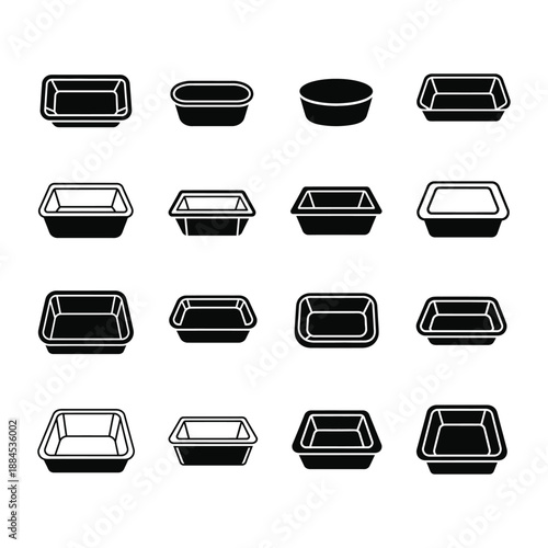 Aluminum foil food container icon silhouette vector illustration