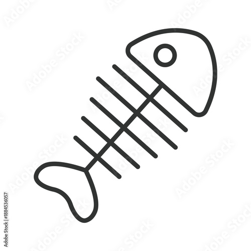 Fish bone waste icon in line design. food waste, fish bone, trash, leftovers on white background vector. Food waste editable stroke icon