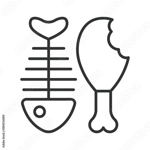 Food waste remains icon in line design. food waste, bones, leftovers, trash on white background vector. Food waste editable stroke icon