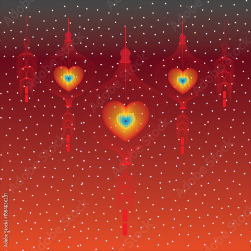 Celebration Symbol with Heart Shape on Gorgeous Luxury Background.