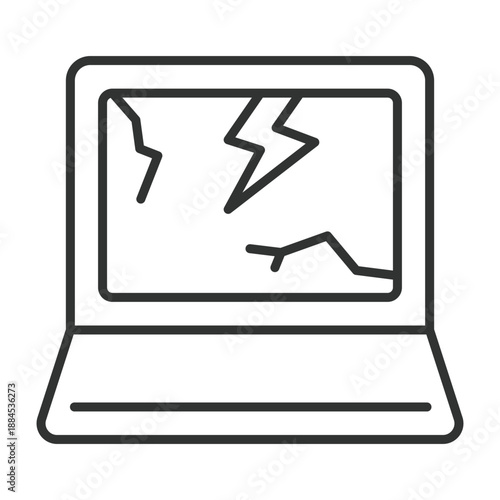 Broken laptop icon in line design. broken laptop, ewaste, recycle on white background vector. Electronic waste editable stroke icon