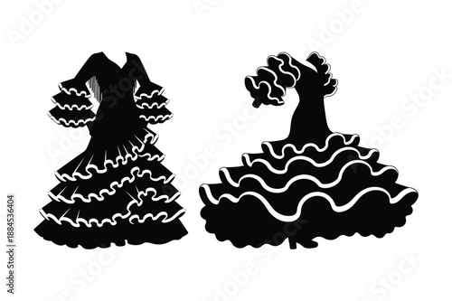 Flamenco Dresses Silhouette Icons