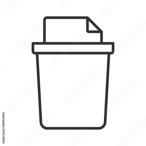 Paper cup trash icon in line design. disposable cup, waste, trash on white background vector. Waste editable stroke icon