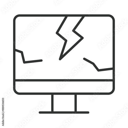 Broken monitor waste icon in line design. broken screen, ewaste, recycle on white background vector. Electronic waste editable stroke icon