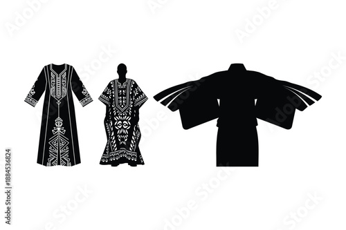 African and Japanese Traditional Clothing Silhouettes