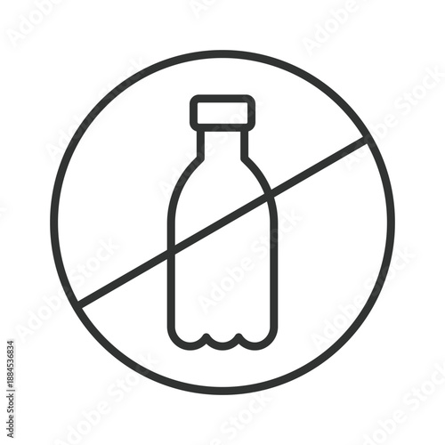 No plastic bottle icon in line design. plastic ban, waste reduction on white background vector. Eco editable stroke icon