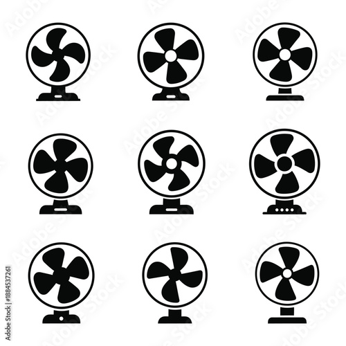 a black silhouette of a table fan icon silhouette vector illustration