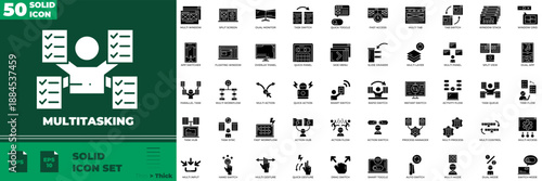 Multitasking Solid Editable Icons set