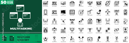 Multitasking Duotone Editable Icons set