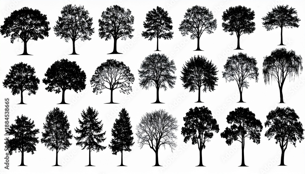 Fototapeta premium Seasons of the Canopy: A Visual Grid of Tree Diversity Across Time and Foliage