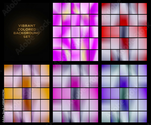 A collection of eight soft pastel gradients that glow against a dark background, perfect for dreamy branding, feminine website headers, and minimalist social media graphics.