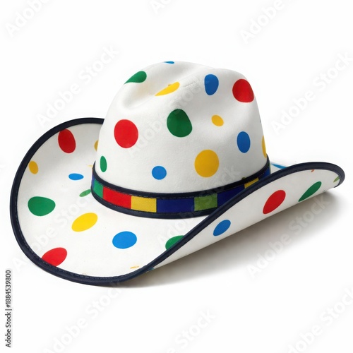 Curved brim polka dot western costume hat for festival parties