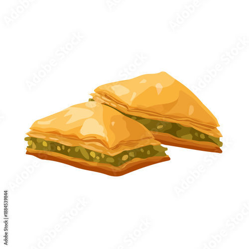 A simple and modern flat 2D vector of a Baklava, isolated on a pure white background.
