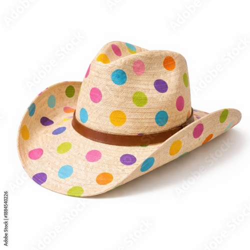 Pastel polka dot summer cowboy hat for cheerful festival parties