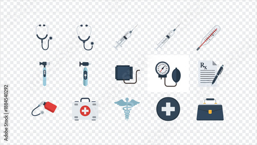 Medical icons on transparent background