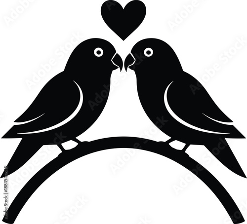 Lovebirds Birds Love Heart Romance Couple Silhouette Nature Animal Cute Sweet Affection Relationship Valentine Symbol Black Vector Illustration Design Icon