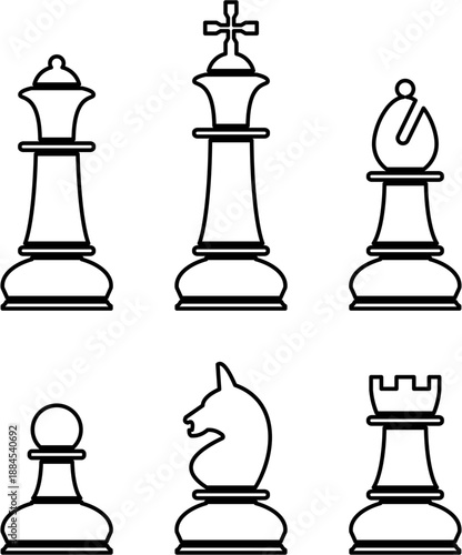 Modern Line Art Chess Logo Design Vector Template 