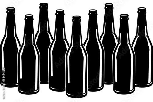 set of Beer bottle silhouette vector illustration isolated on white background