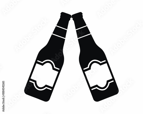 Alcohol Beer Bottle Silhouette Vector Graphic Isolated on White