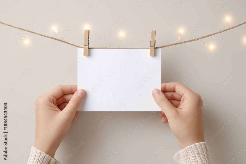 custom made wallpaper toronto digitalPerson holding a white card with a string attached to it