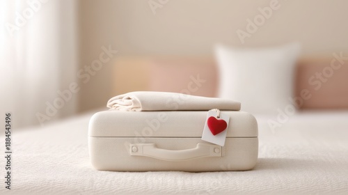 Wallpaper Mural White suitcase with a red heart tag on it Torontodigital.ca