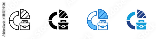 Work Management Multiple Style Icon Design Vector - Circular chart with a briefcase, representing work management, task organization, and productivity tracking
