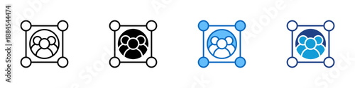 Collaboration Multiple Style Icon Design Vector - Group of people connected by nodes, representing collaboration, teamwork, and shared goals