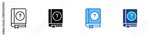 Guide Book Multiple Style Icon Design Vector - Book with question mark symbol, representing guidance, knowledge, and reference learning