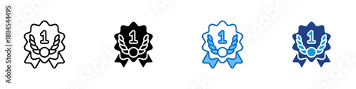 First Quality Multiple Style Icon Design Vector - Award badge with number one symbol, representing quality, excellence, and achievement