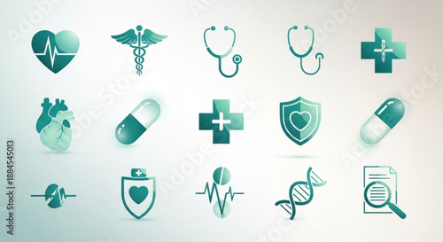 Medical icons for healthcare and wellness concepts