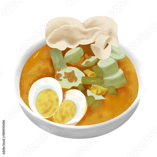 illustration of lontong sayur dish