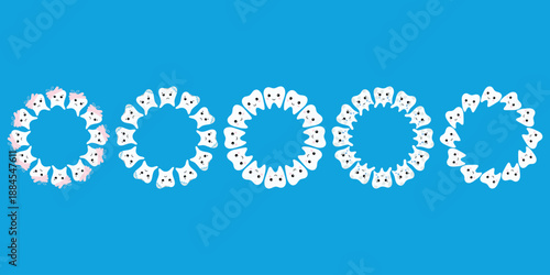 Tooth Wreaths, Dental Clinic Frames and Borders. Dental Smile Frame, Playful Tooth Wreaths for Clinic Design. Dental Vector Frames for Kids’ Dentistry