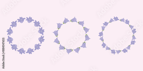 Bluebell Wreath, Delicate Spring Floral Frame. Hand drawn Bluebell Border, Garden Wreath for Cards and Print. Spring Bluebell Circle, Botanical Wreath Clipart