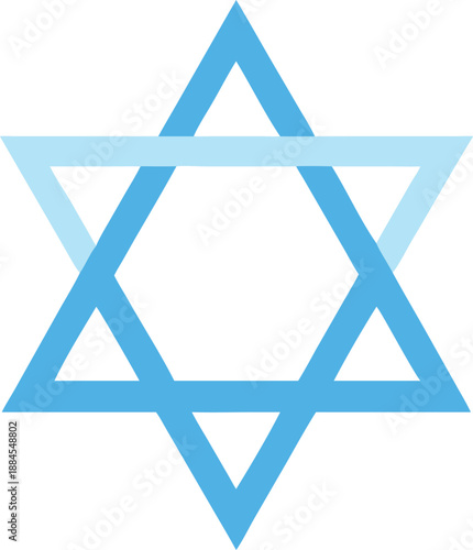 A bright blue star of david symbol is prominently displayed against a