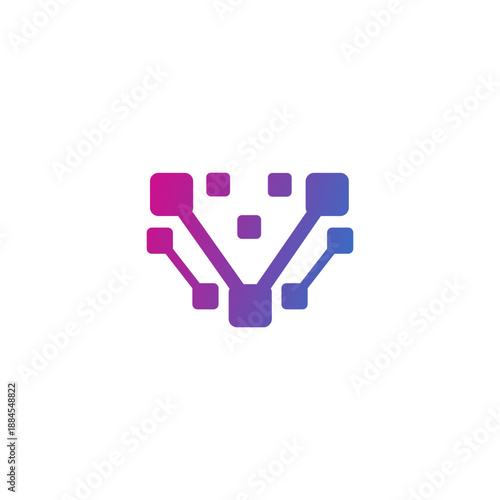 Modern tech letter V connection logo symbol.