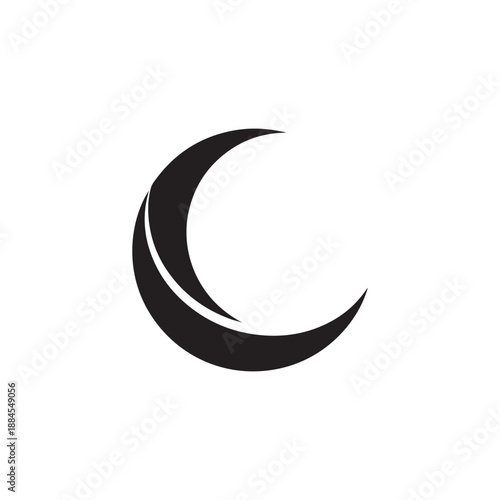 Crescent Moon Black Icon Isolated on White Background Celestial Body Symbol.