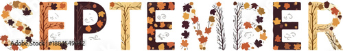 September Word Art A Colorful Autumnal Celebration of the Month