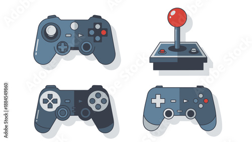 Gamepad and joystick icons vector graphics for gaming and entertainment