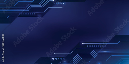 Futuristic Blue Digital Circuit Background With Neon Lines, Tech Glow, And Modern Innovation eps10