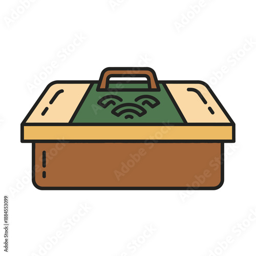 Simple illustration of a brown mortar and pestle, a tool used for grinding and crushing ingredients