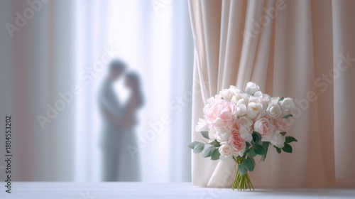 Wallpaper Mural Couple is hugging in front of a curtain Torontodigital.ca