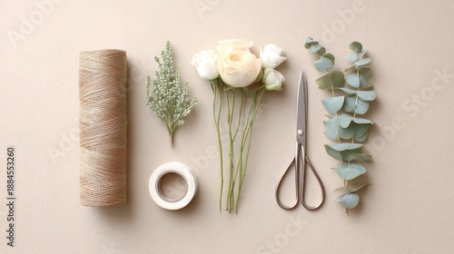 Wallpaper Mural Bunch of flowers and scissors are on a table. Valentines day. Torontodigital.ca